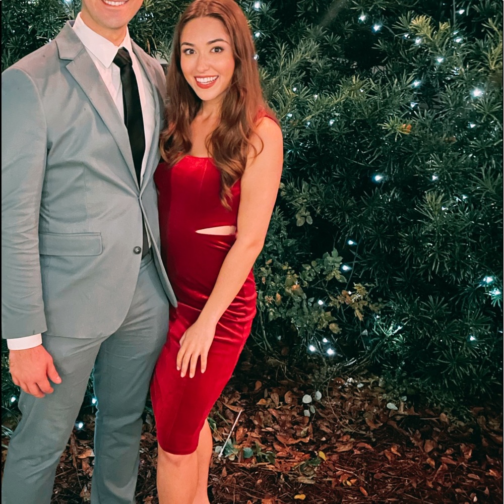 Red Velvet Dress XS with cutouts